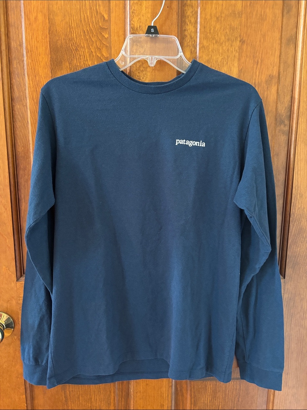 Patagonia Long-Sleeve Crewneck Tee - Navy with White Logo